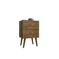 Manhattan Comfort Liberty 2.0 Nightstand, Rustic Brown (204AMC9)-Modern Nightstand for Bedroom or Living Room use.