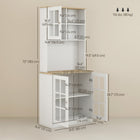 HOMCOM 72" H Kitchen Pantry Cabinet with 3 Units, 2 Open Shelves and Countertop - White-Pads on the bottom provide more stability and protection 