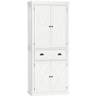 HOMCOM 72.5" H Freestanding Kitchen Buffet Cabinet with 4 Doors - White-6-tier shelf with drawer offers enough room for keeping cookware, dishes, appliances, and dry goods 