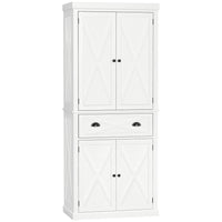 HOMCOM 72.5" H Freestanding Kitchen Buffet Cabinet with 4 Doors - White-6-tier shelf with drawer offers enough room for keeping cookware, dishes, appliances, and dry goods 