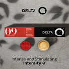 Delta Q Qharacter Espresso Capsules - 10 Pack-Sensory Profile - Aroma 6/10 | Body 7/10 | Acidity 4/10 | Balance 6/10 | Intensity 9/15