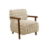 Monarch Specialties Upholstered 31"H Modern Accent Chair With Walnut Solid Wood Supports - Light Brown Faux Fur-This upholstered accent chair features a softly curved silhouette in a light brown faux fur fabric, creating a warm, inviting presence that complements both a living room and bedroom.