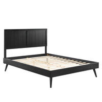 Modway Alana Wood Full Platform Bed with Splayed Legs - Black-Full Platform Bed Frame