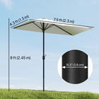 Outsunny Half Patio Umbrella with 5 Ribs - 8' - Cream White-Convenient set up and take down with the crank handle