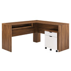 Modway Envision 73.5" Wood Desk and File Cabinet Set - Walnut White-Weight Capacity: 330 lbs.