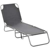 Outsunny Folding Outdoor Lounge Chair for Patio - Garden - Poolside - Grey-Built on a heavy duty, powder coated steel frame
