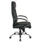 ProLine Deluxe High Back Executive Leather Chair - Black-Contour Seat and Back with Built-in Lumbar Support