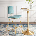 Modway Ponder Performance Velvet Bar Stool - Sea Blue-Dense Foam Padding