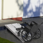 HOMCOM 3' Compact and Portable Folding Wheelchair Ramp Aluminum - Silver-Comes with two high sides to prevent accidental falls 