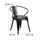 Flash Furniture Black-Antique Gold Metal Indoor-Outdoor Chair with Arms-Stacks up to 8 Chairs High