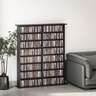 HOMCOM 8-Tier CD Shelf with 16 Compartments - Black-Material: Particleboard