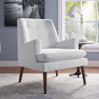 Modway Leisure Upholstered Lounge Chair - White-Padded Foam Seat/Back