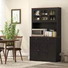 HOMCOM 71" H Pantry Cabinet with Microwave Space and Tall Kitchen Hutch - Black-Adjustable shelves customize storage for taller kitchen items 