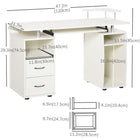 HOMCOM 47.2" Computer Desk with Keyboard Tray - White-2 holes in each cabinet for easy access to cords for wire management