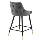 Modway Adorn Performance Velvet Counter Stool - Gray-Dense Foam Padding