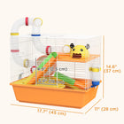 PawHut Cage for Dwarf Hamsters/Gerbils with Tunnels & Water Bottle-Top handle enables convenient cage transport