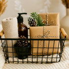 My Home My Living Wire Rectangle Baskets with Wood Handle 3-Piece Set - 9.5”W x 7”D x 4.75”H - Black-Ample storage space for household essentials