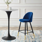 Modway Cordial Performance Velvet Counter Stools - Navy - Set of 2-Stain-Resistant Fabric