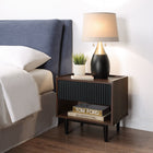 Manhattan Comfort Duane 20.23" Mid-Century Modern Nightstand - Dark Brown/Black-Includes 1 Full Extension Drawer, and 1 Thin Open Shelf