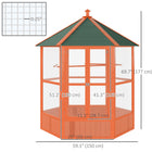PawHut 70" H Outdoor Wooden Bird Cage with Water-Resistant Asphalt Roof - Brown-Equipped with two large front doors for easy access 