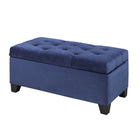 Brassex Landon Tufted Storage Ottoman - Navy-Ample interior storage space