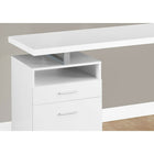 Monarch Specialties 7144 60" Computer Desk - White/Silver Metal-Finished on all sides with a reversible configuration allows for left or right set-up to create a functional workspace for studying, writing, or working on your laptop.