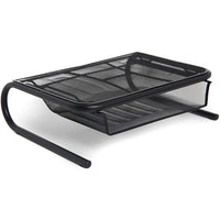 ShoppingAll Metal Mesh Monitor Desk Stand Riser Printer Stand Holder with Drawer Organizer-The stand measures 16.9"Lx 13"W x 4.9"H (43cm x 33cm x 12.4cm)