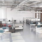 Luxor Modular Wall with Whiteboard - 70" W x 48" H - Segmented Grey Frame, Frosted Acrylic, Cool Grey PET-Helps define zones without permanent walls