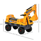 Qaba Kids Ride-On Excavator and Digger Truck - Yellow-Ample hidden storage space under the seat to store kid's toys 