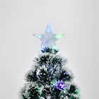 HOMCOM 4' Pre-Lit Artificial Evergreen Christmas Tree with LED and Optical Fiber - Green with White Tips-Material: PVC, Metal Stand 