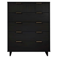 Manhattan Comfort Granville 37.8" Modern Tall Dresser - Black-Modern- Contemporary with a taste of Glam - Tall Dresser for Bedroom Use.