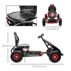 Aosom Kids Pedal Go Kart with Adjustable Seat and Shock Absorption - Red-Material: PP, Steel 