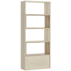HOMCOM Corner Bookcase, Space Saving Room Divider for Home Office - Oak-Comes with 8 layers and a bottom drawer, provide ample space for book, files, equipment, paper, decoration etc