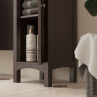 Kleankin Tall Bathroom Storage Cabinet with Adjustable Shelves - Dark Brown-Material: MDF