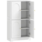 HOMCOM 43" H Modern 4-Tier Kitchen Pantry Cabinet - White-Arched curve doors enhances aesthetic appeal 