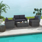Outsunny 4-Piece Patio Furniture Set - Grey-Cushion covers made of water resistant polyester cloth for easy cleaning