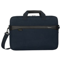 Targus GeoLite EcoSmart 15-16" Essential Slim Brief Topload - Navy-Zippered, padded laptop compartment with document divider