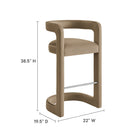 Modway Winslow Performance Velvet Bar Stool - Taupe-Performance Velvet Fabric