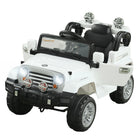 Aosom 12V Kids Electric Ride-On Jeep with Remote Control - White-Operated by foot pedal and steering wheels for 3-6 years old child 