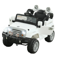 Aosom 12V Kids Electric Ride-On Jeep with Remote Control - White-Operated by foot pedal and steering wheels for 3-6 years old child 
