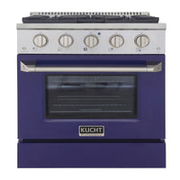 Kucht 30" KNG Series Pro Style Natural Gas Range - Stainless Steel/Blue-Cook and bake like a pro with the extra-large convection oven that offers 4.2 cu. ft. of capacity, a 5-rack configuration, and an extra-large viewing window
