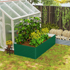 Outsunny Galvanized Raised Garden Bed - 94.5" L x 47" W x 24" H - Green-Interior support brackets provide additional structure reinforcement 