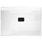 JAM Paper Plastic Portfolio with Center Buckle Closure - 9 1/2 x 13 1/4 x 1 1/8 - Clear-Clear Plastic Box Portfolio with Center Buckle