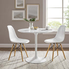 Modway Lippa 36" Round Wood Dining Table - White-Chip-Resistant Metal Pedestal Base