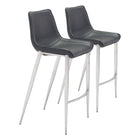 Zuo Magnus Barstool - Black/Silver - Set of 2-Ergonomic and supportive footrest