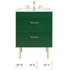 Modway Daybreak 24" Bathroom Vanity Cabinet - Green-Full-Extension Drawers
