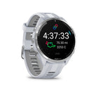 Garmin Forerunner 965 GPS Running, Triathlon Smartwatch - Titanium Bezel, Whitestone Case, Whitestone/Powder Gray Silicone Band-Brilliant AMOLED touchscreen display with traditional button controls and lightweight titanium bezel