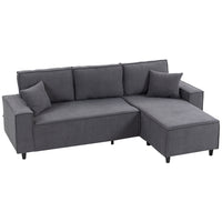 HOMCOM Chaise Sectional Corner Corduroy Sofa - Charcoal Grey-Interchangeable sides adapt to left or right corner spaces