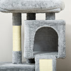 PawHut Plush Cat Tree Tower Activity Center with Sisal Scratching Post - Light Grey-The multi-activity cat tree is made of high-quality E1 class particleboard, eco-friendly and does no harm to your cats’ health 