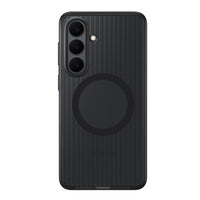 Samsung Galaxy S26+ Rugged Magnet Case - Black-Raised edges protect the screen and camera, while grooved sides enhance grip. A padded inner layer adds cushioning for comfort in use